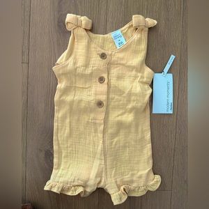 Modern Moments by Gerber baby girl and toddler gauze romper, yellow, NWT, 12 mo